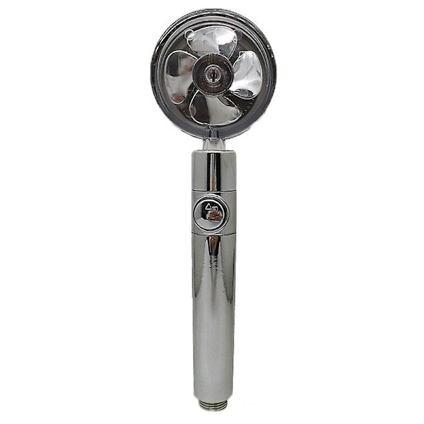 Ny turbopropeller duschhuvud vatten sparar högtrycksflöde 360 ​​grader med fläktförlängning duschhuvud regn med hållare A-silver
