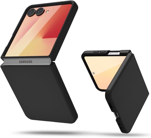 Etui til Samsung Galaxy Z Flip 7, flydende silikone TPU-cover (sort)