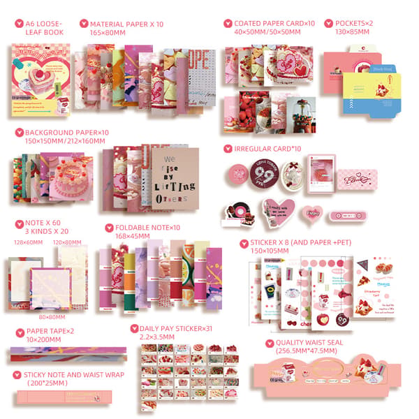 Notatbok - 155 Typer Materiale Scrapbook A6 Sett (Dessert)