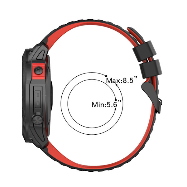 22mm kellon ranneke Garmin Fenix 5 Plus -kelloon Black white