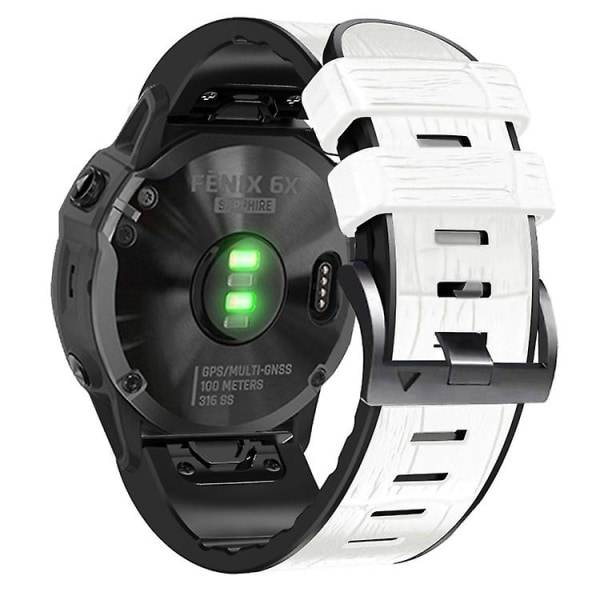 För Garmin Fenix ​​7x/6x Pro/tactix 7 26mm Crocodile Texture Watch RZW White