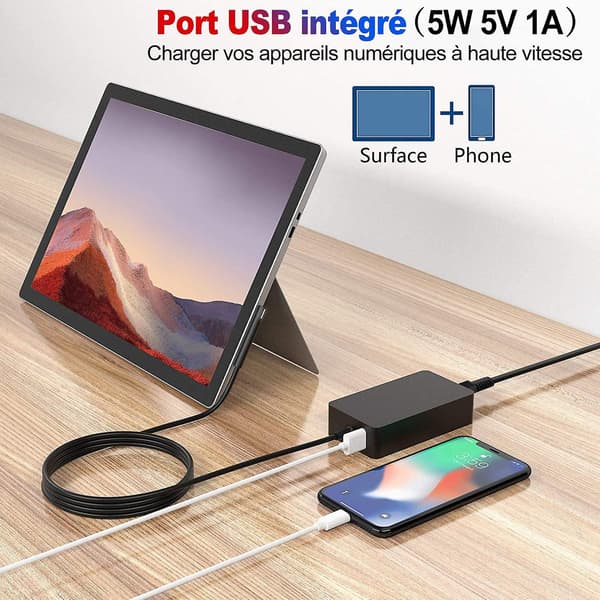 Surface Pro-oplader, 65w 15v 4a Surface-strømadapter til Microsoft Surface Pro 8/pro 7 /pro 6 /pro 5/pro 4