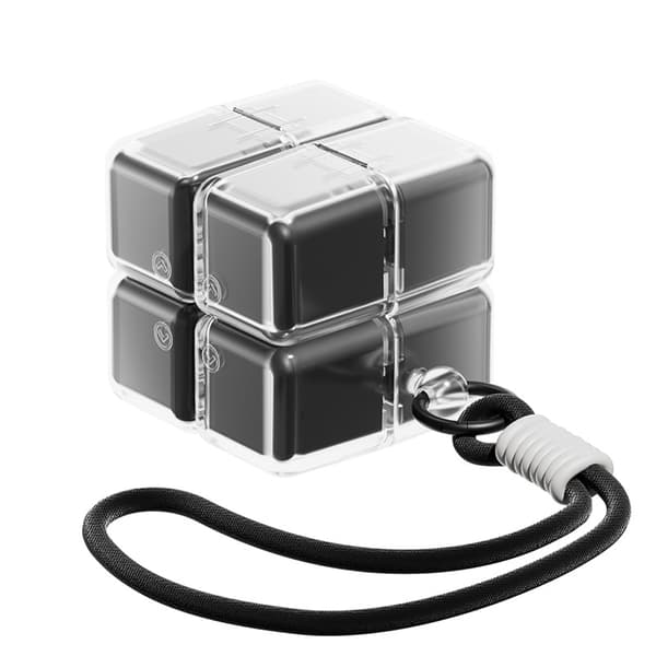 Pilleæske, 8 rum Rubik's Cube foldbar, med ophængsrem Black