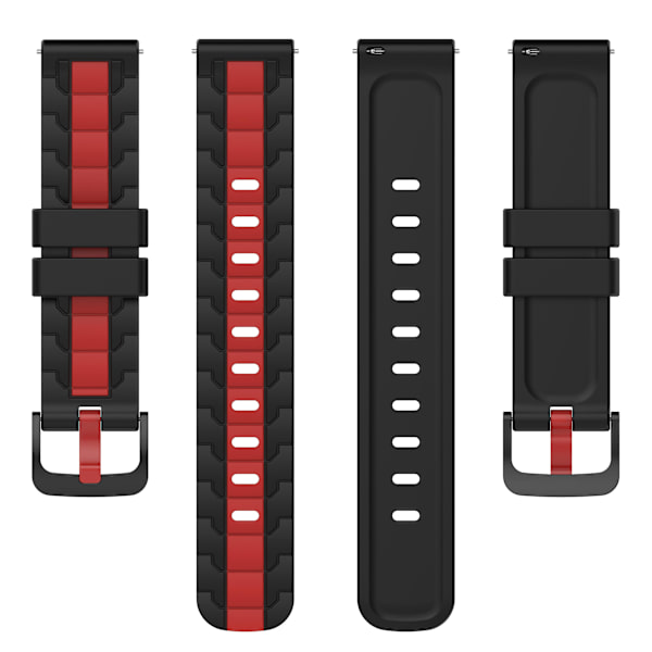 For Polar Ignite/Ignite 2/Unite 20mm Kædeformet Design Silikone Rem Dobbelt Farve Udskiftningsurrem Black Red