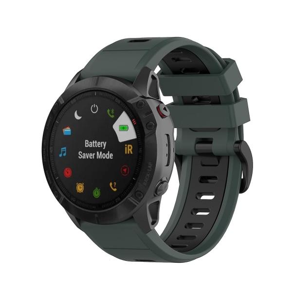 26 mm tofarvet silikone jack urbånd til Garmin Fenix ​​7x Dark  Green Black