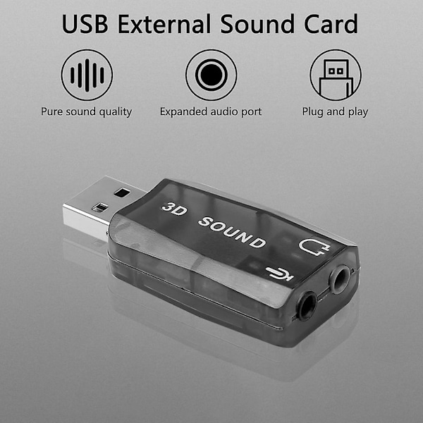 Mini USB-hane till 3,5 mm hon-ljudadapter 3D-ljudkort för mikrofon
