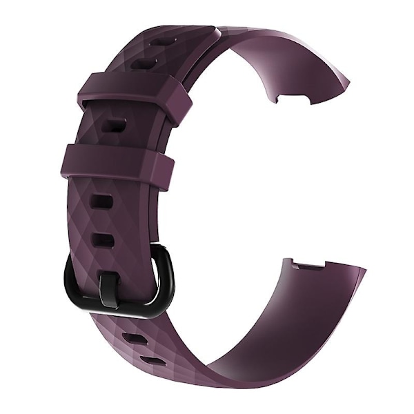 Timanttikuvioinen silikoniranneke Fitbit Charge 3 -pienelle koolle 190*18mm (musta) Koko 190x18mm Dark Purple