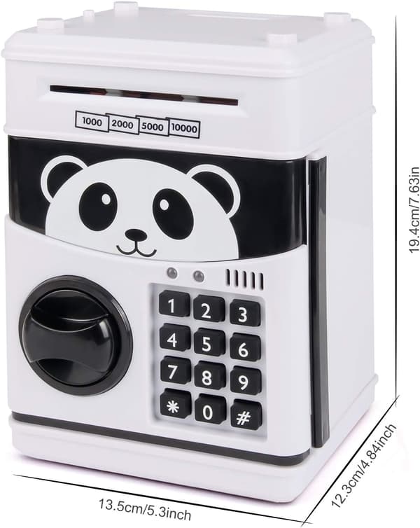 Spargris, elektronisk minibank med passordlås, søte gaver til barn (Panda)