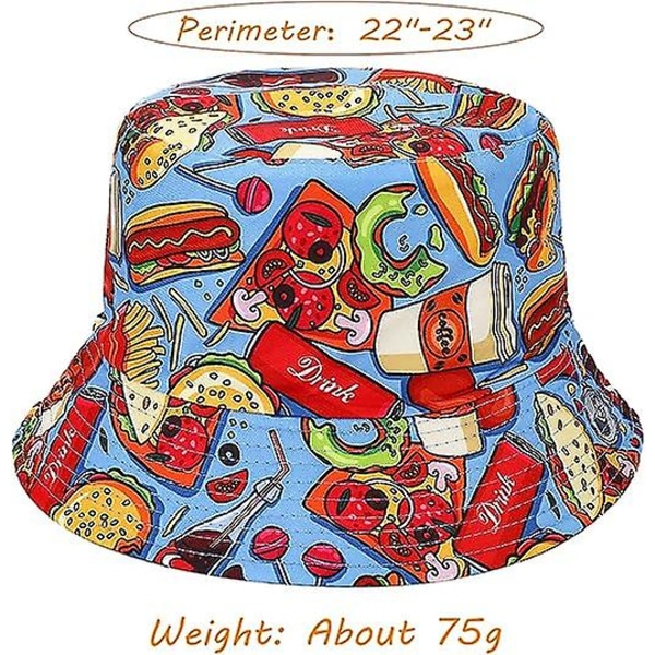 Unisex print Käännettävä ämpärihattu Beach Sun Hat Esteettinen kalastushattu naisille miehille teini-ikäisille molemmille puolille