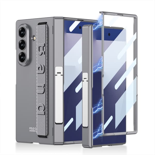 Etui til Samsung Z Fold 7, med støttefod / fingerrem (Cool Gray)