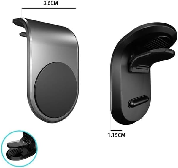 Magnetisk telefonholder for bil, festes sikkert til luftventilen (sølv)