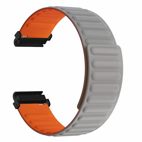 Magnetisk silikonklokkebånd for Garmin Fenix 7s/6s/5s, med 20 mm PC-kontakt Grey Orange
