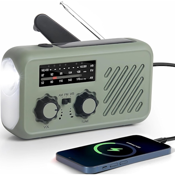 Solradio, 2000Mah Vev Am/Fm Radio Med Sos-Larm Hörlursuttag Ficklampa