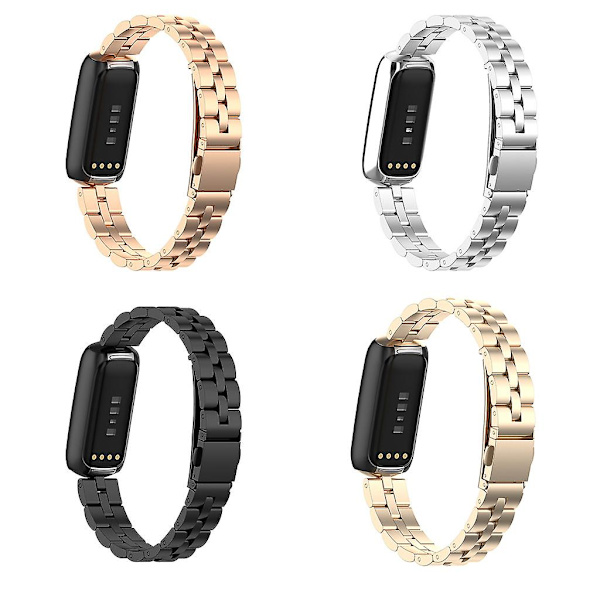 Watch Metal Wristand Armband Vattentätt Svetttätt band för Fitbit-Luxe Black