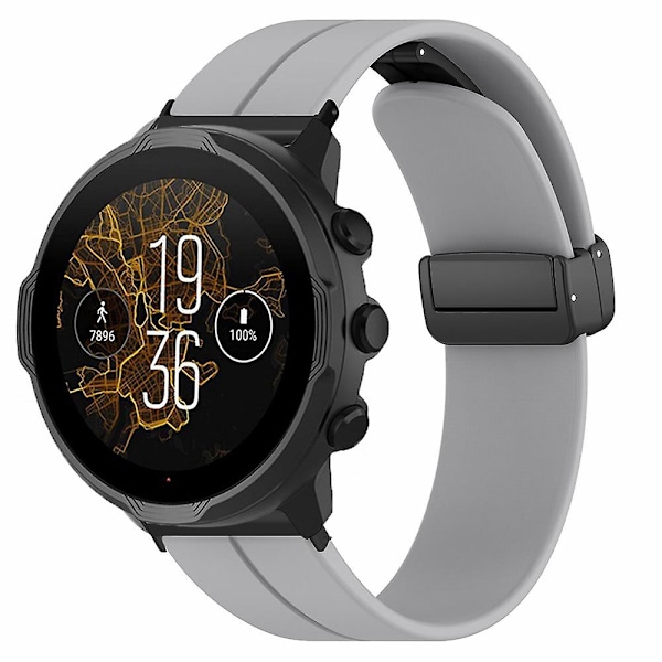24mm silikonihihna Suunto Spartan Sport Wrist HR Baro/ Suunto 7 -kellolle (paksu jousipuikko) Grey