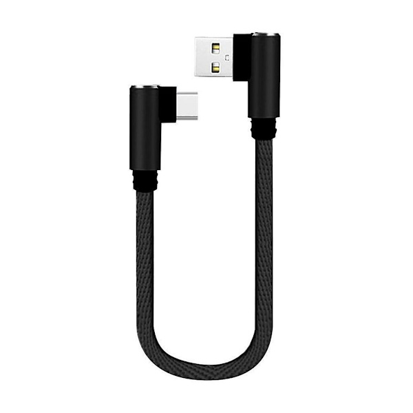 90 grader svart/blå/rød 0,25 m dobbel albue Type C data USB C-kabel Black