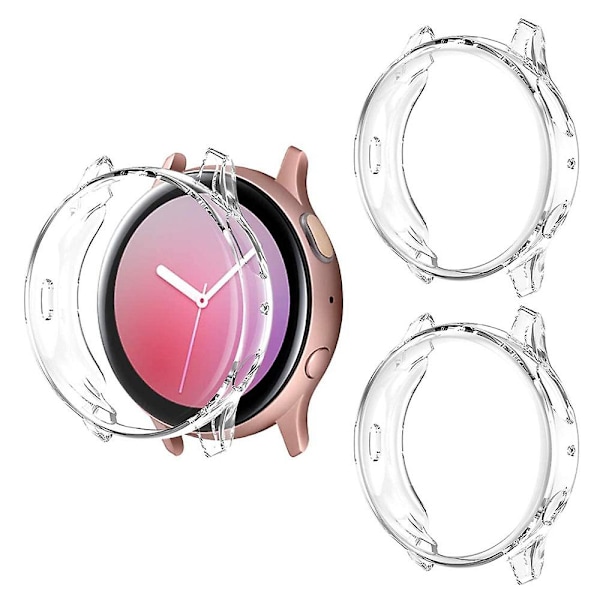 2 stk Kompatibel med Galaxy Watch Active2 etui 40mm, 2 pakker Soft Tpu Bumper Full Around Screen Protector Cover til Samsung Galaxy Watch Active 2 40mm