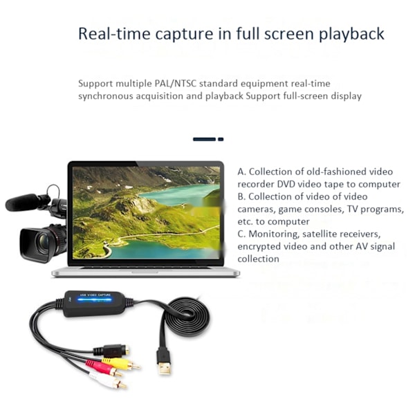 Usb 2.0 -videokapturikortti, yksikanavainen Usb-kaappauskortti, Av-kaappauslaite, ohjainvapaa digitaalimuunnin