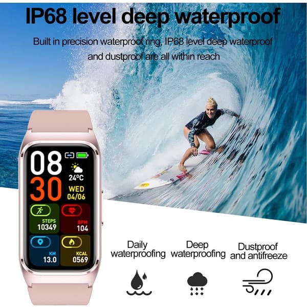 Smartwatch Tk75, pulsmåler, blodtryk, kropstemperatur (blå)