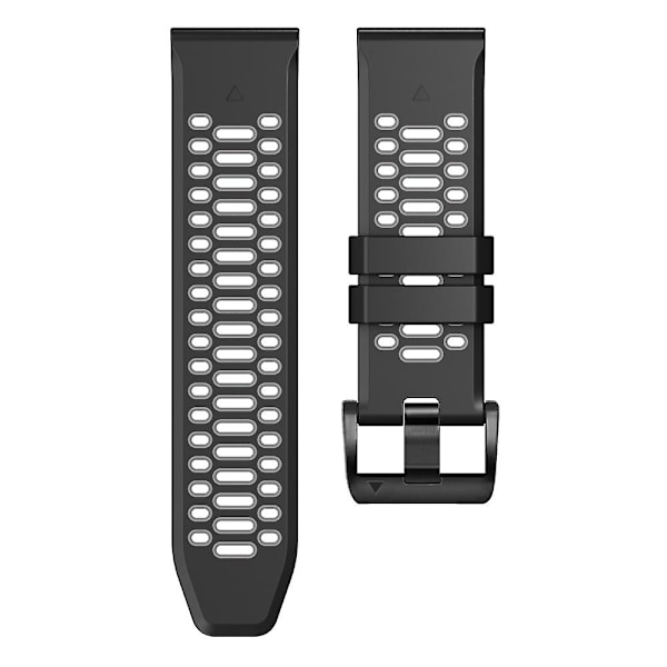 För Garmin Fenix 7X/ 7X Pro/ 6X Quickfit 26mm klockarmband Tre rader hål Tvåfärgat silikonarmband Black Grey