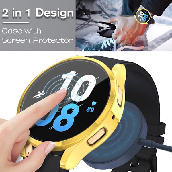 För Samsung Galaxy Watch 6 40mm Case, 2 i 1 Design Full täckning Galaxy Watch 6 40mm(2023) TPU Cover Skärmskydd För Samsung Smart Watch 6 40mm