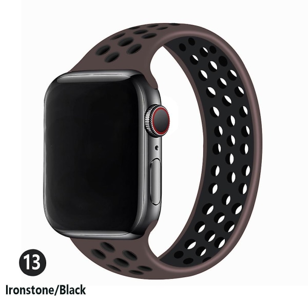 Solo løkkestropp for Apple Watch Band 44 mm 40 mm 38 mm 42 mm pustende silikon elastisk belte armbånd Iwatch Series 3 4 5 Se 6 38mm or 40mmS ironstone