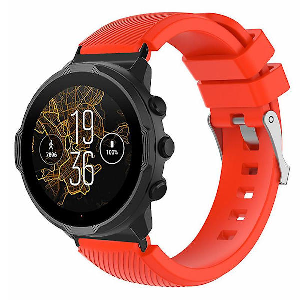 24 mm Twill Textur Silikonklockarmband för Suunto Spartan Sport Wrist Hr Baro / Suunto 7 Red