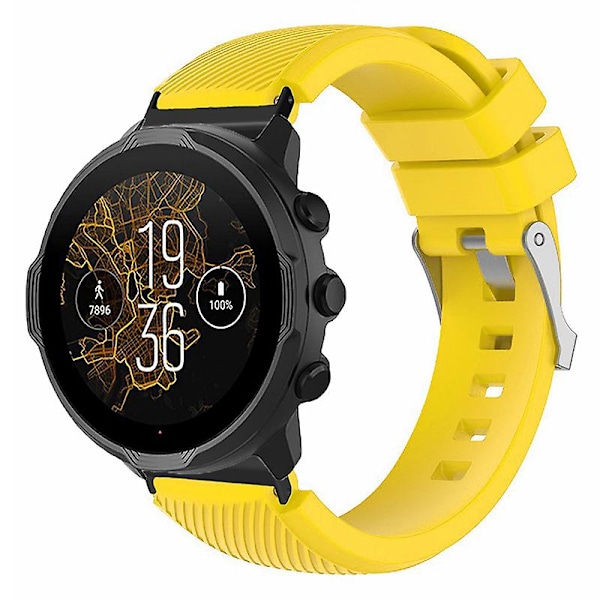 24mm Twill Texture Silikonihihna Suunto Spartan Sport Wrist Hr Baro / Suunto 7 -kellolle Yellow