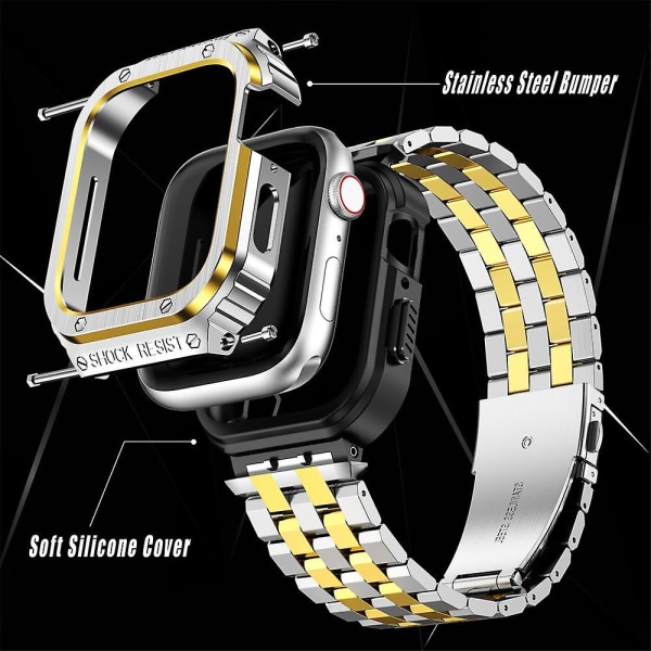 Armband i rostfritt stål för Apple Watch Band 49 mm 45 mm 44 mm (ej watch) cover Tillbehör Iwatch Ultra Series 7 6 Se 8+ case 40mm gold