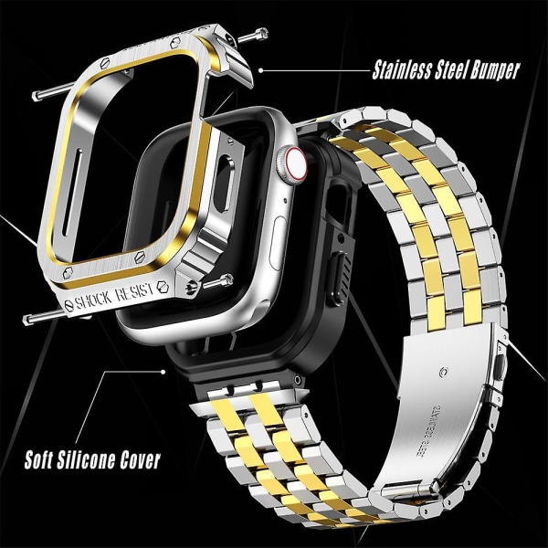 Armband i rostfritt stål för Apple Watch Band 49 mm 45 mm 44 mm (ej watch) cover Tillbehör Iwatch Ultra Series 7 6 Se 8+ case 45mm gold