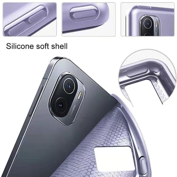 För Xiaomi Pad 5 / Pad 5 Pro Skin Feel Matt Honeycomb Läder Case med Tri-fold fäste Black