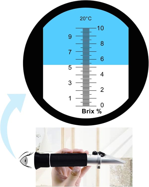 Brix Refraktometer, 0-10% Sockerprovare för Honung Öl Fruktjuice, Exakt Bärbart Handhållet Refraktometer