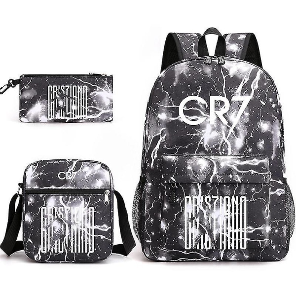 Fashion Cr7 3st Sets Ryggsäck Mochila Nya Studenter Kapacitet Skolväskor Bokväska Resväska 3Pcs Set 3