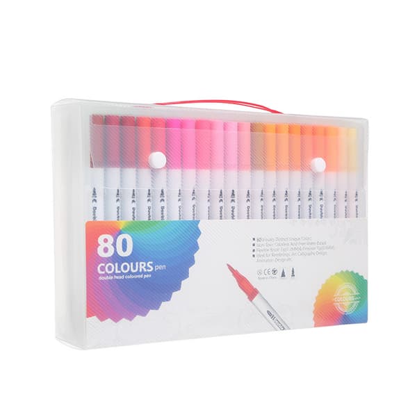 Sæt med 80 farver Dual Tip vaskbar blød-spids akvarelpen (hvid)
