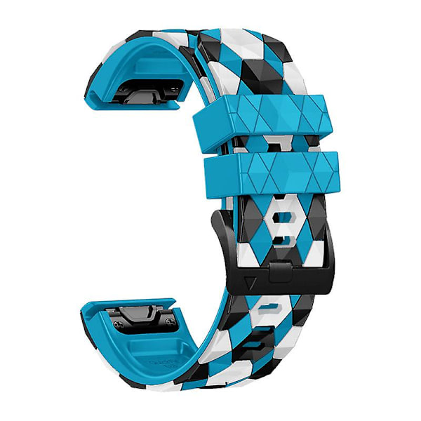 Garmin Fenix 7/Descent G1/Epix Gen2 -silikoniranneke, jalkapallokuvio, 22 mm, TPE-ranneke Sky Blue