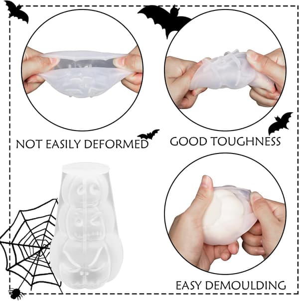 3D Gresskar Lys Form Halloween Resin Støping Silikon
