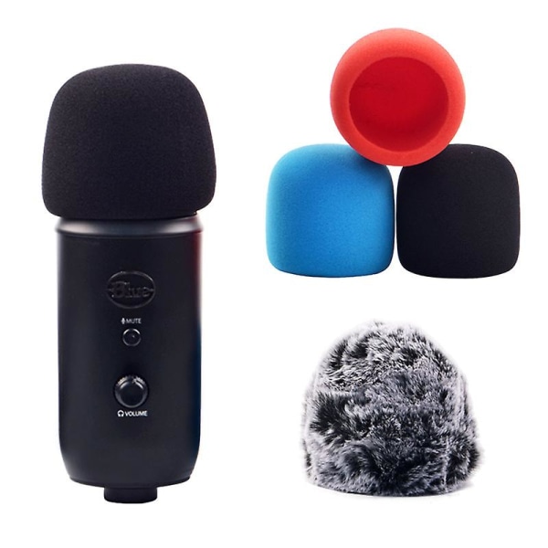 Passer for Blue Yeti Pro Studio Mikrofon Svampdeksel Blå Yeti/yeti Pro Frontrute Mikrofon Svamp Spray Proof Fluff Deksel blue sponge set