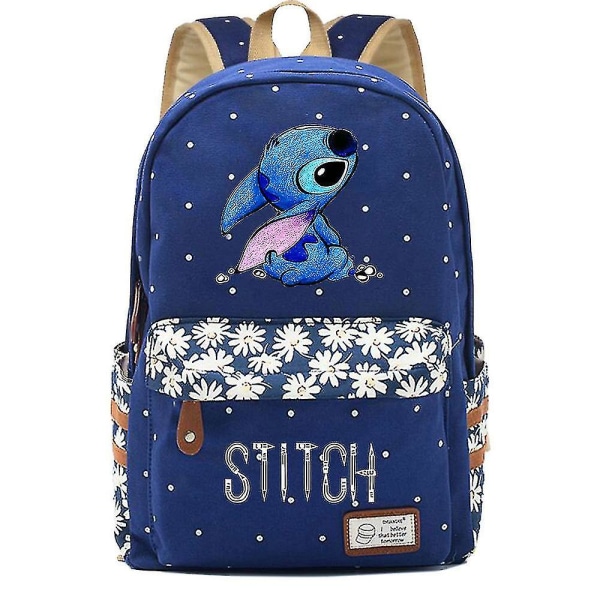 Uusi Kawaii Stitch Poika Tyttö Lasten Koulukirja Laukut Naisten Laukku Teini-ikäisten Koululaukut Canvas Matka Kannettava Reppu Dark blue 3