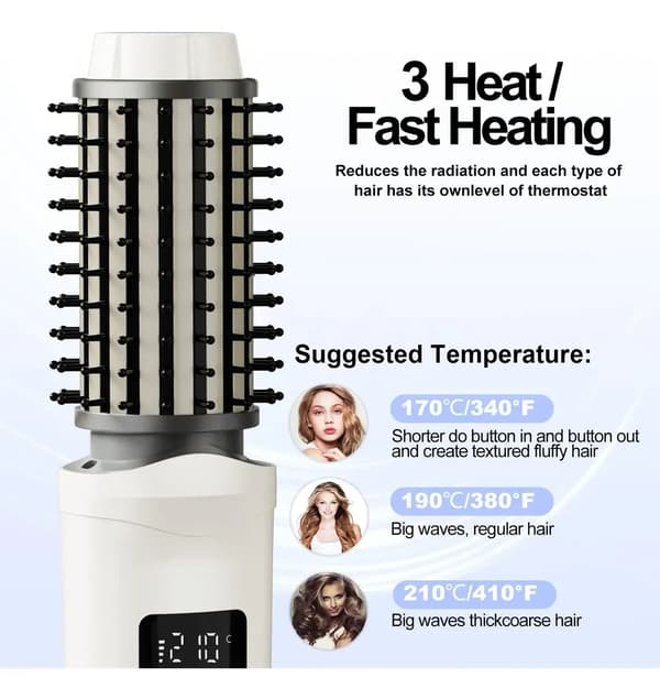 Hårplattång - med 3 temperaturer med LCD-display, anti-friss (grå)
