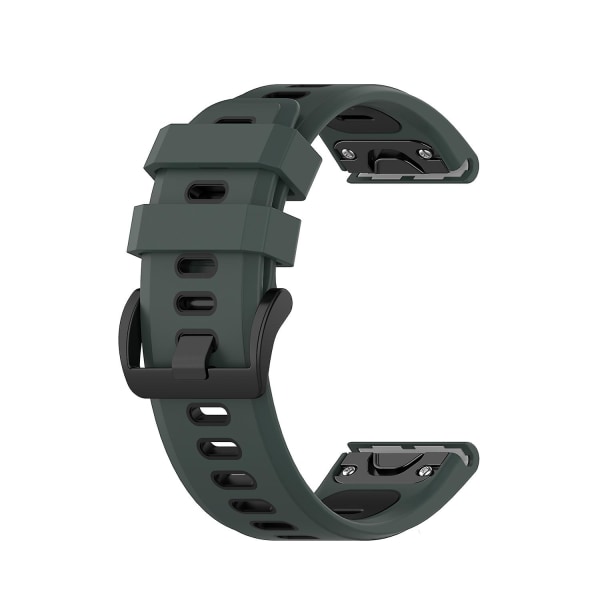 26 mm tofarget silikonjack-klokkerem for Garmin Fenix ​​7x Dark  Green Black