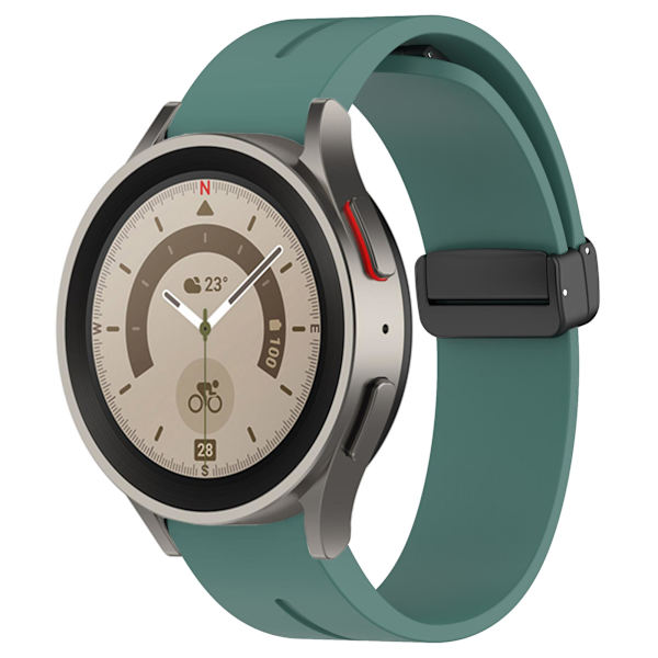 20mm Magnetisk Silikonerem til Samsung Galaxy Watch 6/6 Classic/5/4/huawei Watch Gt 3 42mm, Rem til Ur med Sort Spænde Dark Green