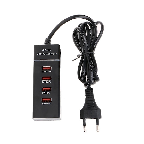 4-porters hurtiglader for smart hjem, reise, AC-strømadapter, EU/USA