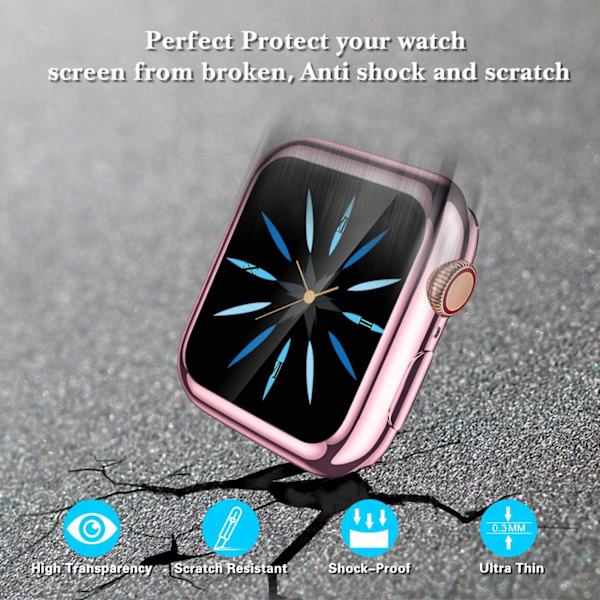 3-pack kompatibla med Apple Watch-fodral 38 mm, mjukt HD-skärmskydd med hög känslighet för iWatch Series 3/2/1 38 mm (3 transparenta) Clear/Black/Rose Pink  38 mm