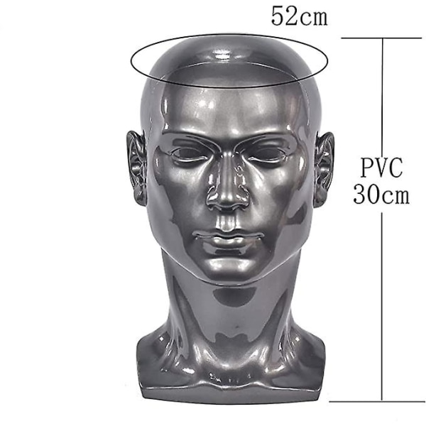 Grå glanset profesjonelt mannequinhode for displayhodesett, hodetelefoner, spillkonsoll, hatter, parykker Smykker L30hh