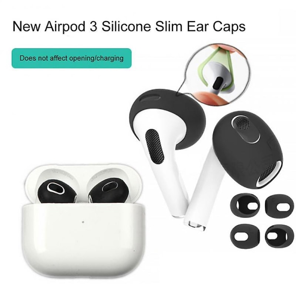 2022 New For Airpods 3rd Silikonbeskyttelsesveske Huddeksler Øreputer for Apple Airpod black