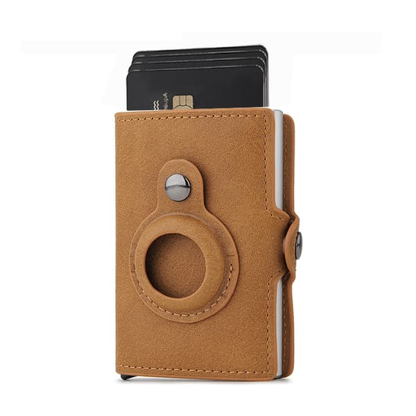 Rfid Slim Läder Airtag Hållare Pengar Kortfodral (Brun)