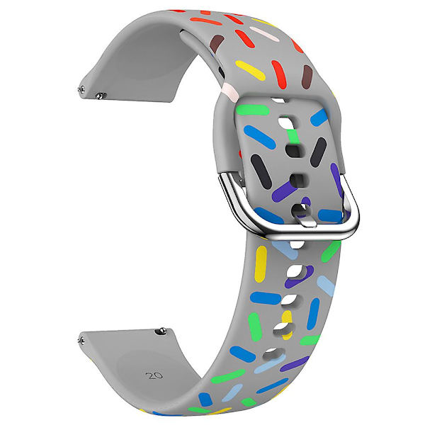 20 mm klockarmband för Samsung Galaxy Watch6 / Watch6 Classic / Watch 5 Pro / Watch4 Classic, mönstrad silikonrem Grey Rainbow