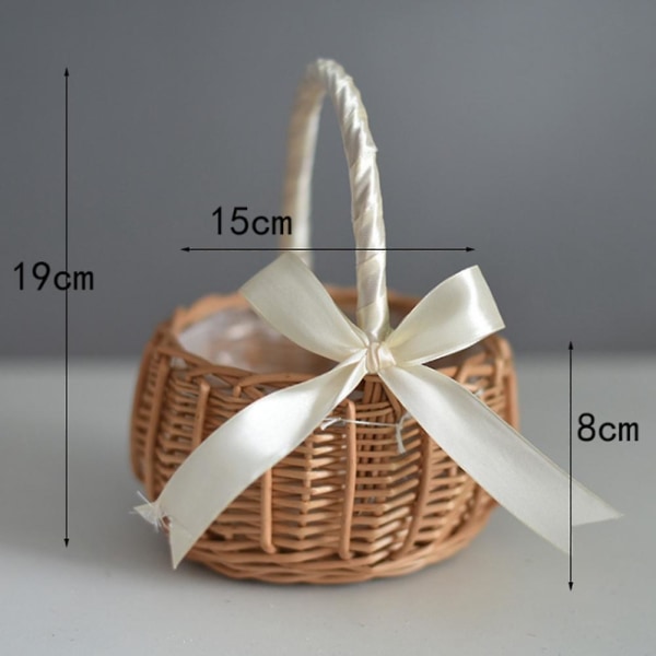 Vevd blomsterkurv Oppbevaringskurv i rotting Flower Girl Hand Basket, S