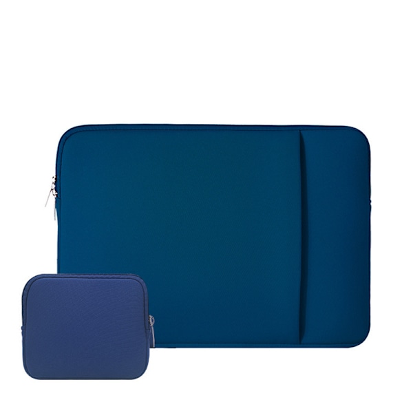 14 Tommer Laptop Sleeve Case Blød Polstret Lynlås Dækning Med Forlomme & Tilbehørspose Marineblå