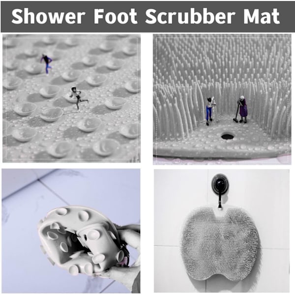 Anti-slip Brusefodsskrubber Massager (grå)